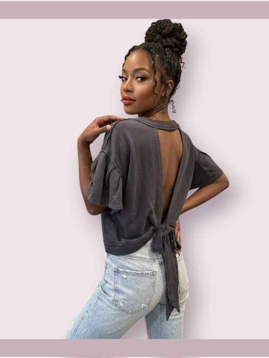 Anthropologie Tops - Anthropologie Pilcro Faded Black Cross Back Tee